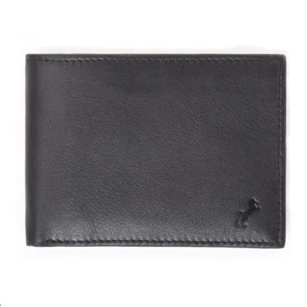 FIONTE RFID Black Men’s Genuine Leather Protected Billfold Bifold Wallet